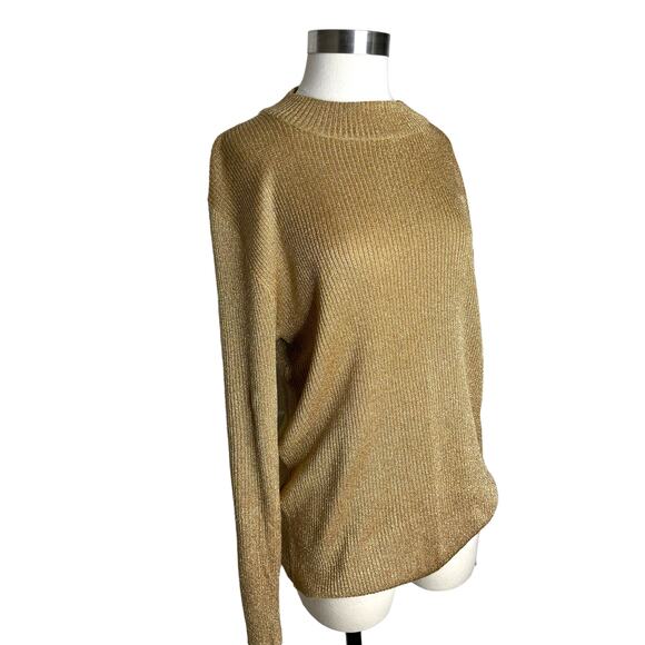 Lane Bryant Women's Gold Shimmer Sweater Size 38 - Picture 2 of 7